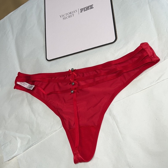 (L) Victoria’s Secret Red THONG Bells Panty Underwear - Picture 6 of 9